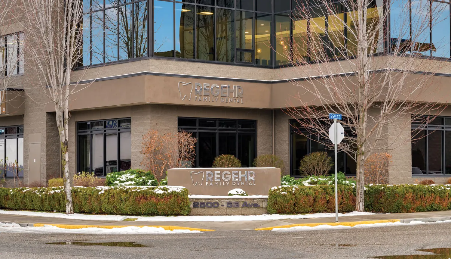The exterior of the Regehr Family Dental building in Vernon